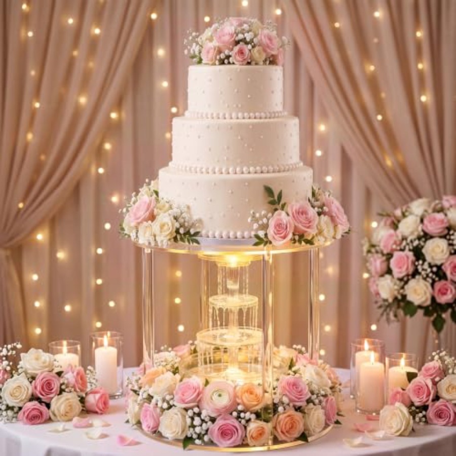 Wedding Fountain - 16-calowy akrylowy stojak na ciasto w