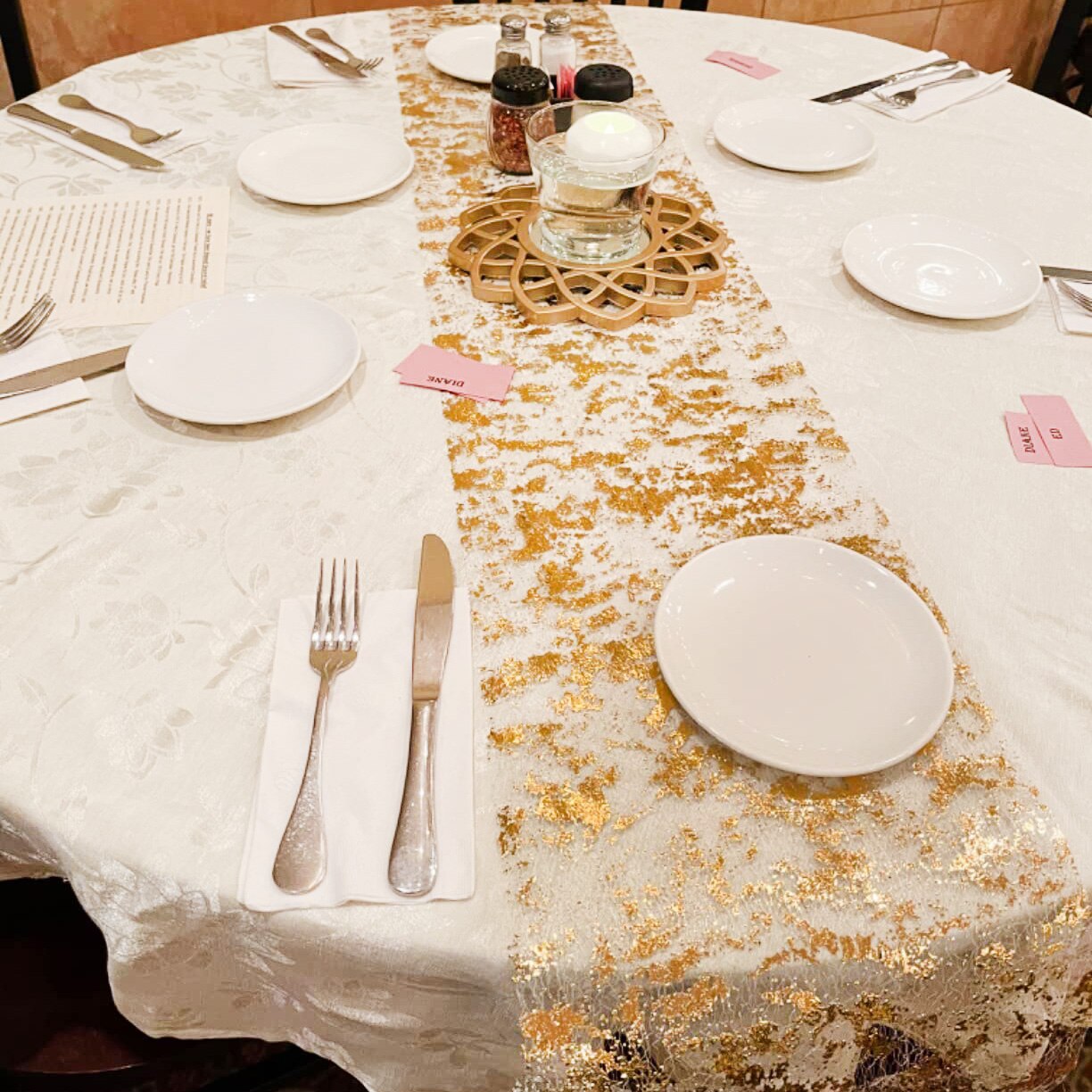 Table Runner Sequin - Błyszczący metaliczny złoty cienki bieżnik złoty/srebrny