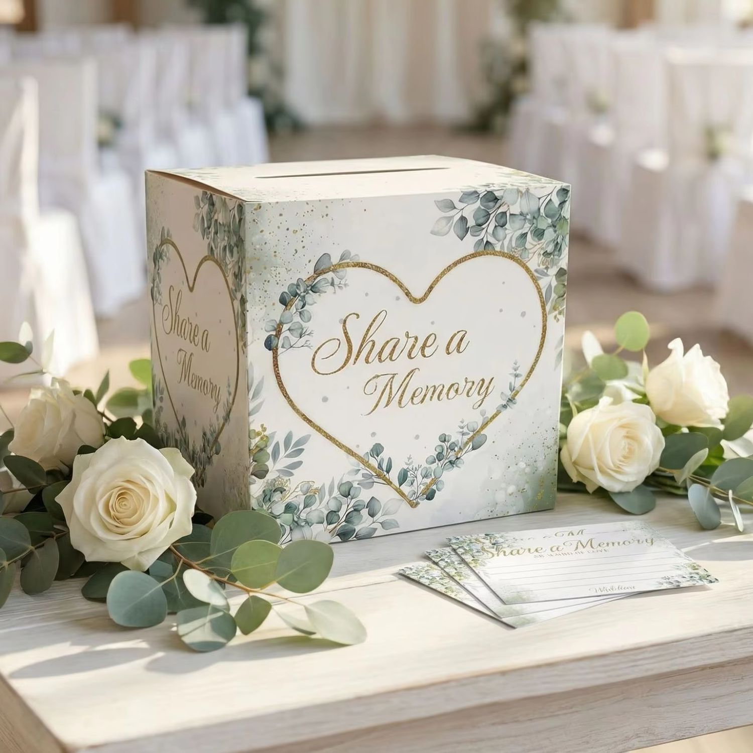 Wedding Floral Supply - Biała kwiatowa skrzynka na kartki ślubne,
