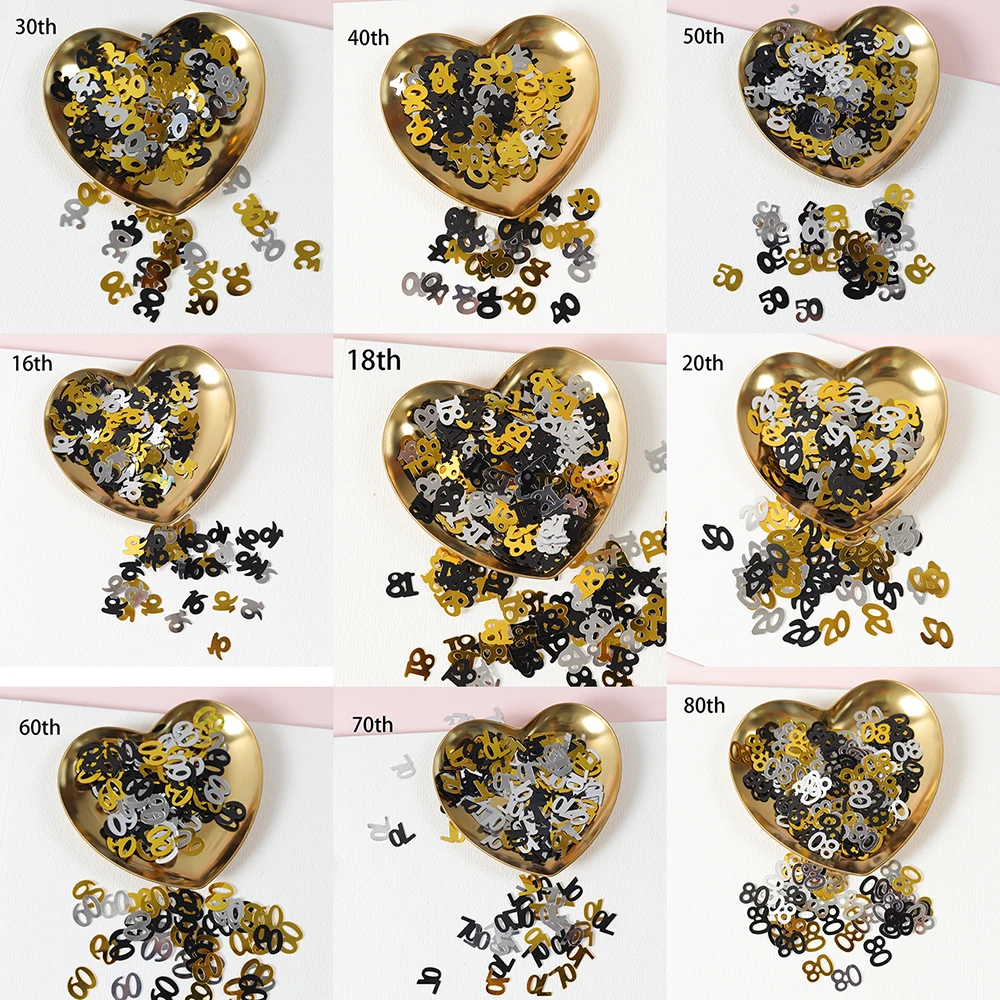 Table Runner Sequin - 15G Mini numer 16/18/20/30/40/50/60/70/80/90 lat cekinowe