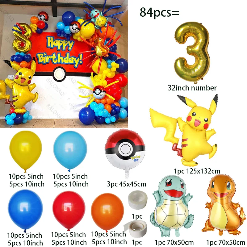 84 szt. Balony Pikachu, girlan – Wedding Balloon Arch recenzja i cena